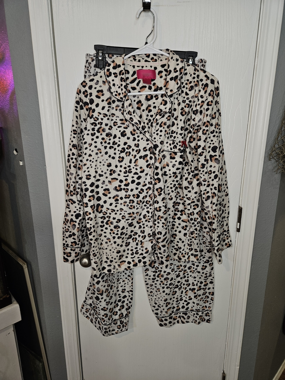 Victoria's Secret Leopard Print Pajama Set - Cream, Brown, Black